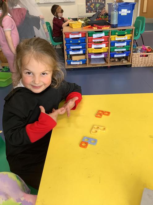 We made 3 using one group of three, a group of two and a one, and three groups of one.